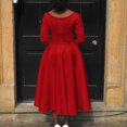 thumbnail image 4 of AURA Plus Size Summer Solid Color A Line Swing Dress Elegant High Waist Midi Evening Dress XL XXXL, 4 of 10