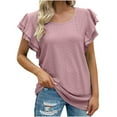 thumbnail image 2 of Fesfesfes Athletic Tops for Women Fashion Womens Short Sleeve Summer Solid Color Casual Top Pullover T-shirt Raglan Shirt Women XS(US:2), 2 of 8
