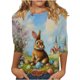 thumbnail image 3 of TaTaai Women's Easter Printed Pullover T-Shirt Round Neck 3/4 Sleeve Casual Loose Fit Holiday Spring Festival Top Everyday Blouse Gift, 3 of 5
