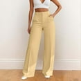 thumbnail image 2 of Telankuip Womens High Waist Wide Leg Dress Work Pants Loose Fit Straight Office Long Pants Lightweight Comfy Business Casual Solid Color Baggy Trousers with Pockets Yellow XL, 2 of 5