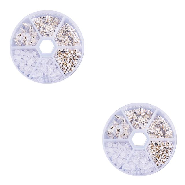 Qarigey 260 piezas de pendientes con tapones de caja de almacenamiento, bloqueadores de pendientes de joyería, juego de fabricación artesanal para Plata 2.5-11 mm 2piezas Qarigey CBP105964