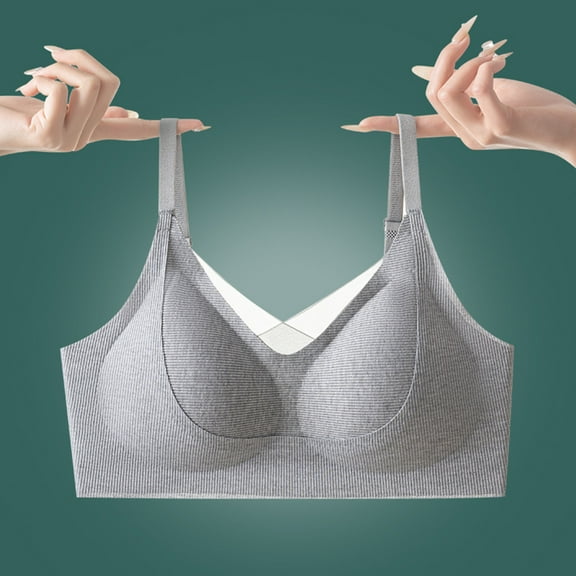 Viluyesy Womens Bralette Bras, Comfort Adjustable Strap Sameless Stretch Sports Everyday Underwear Gray M-3XL
