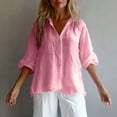 thumbnail image 6 of Qulqfy Women Shirts Business Casual Long Sleeve Pink Cotton Linen Button Down Shirts Summer Tunic Collared Spring Tops for Women L, 6 of 7