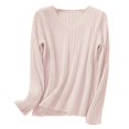 thumbnail image 4 of Vinsonshop Womens V Neck Sweaters Long Sleeve Ribbed Knit Pullover Tops Casual Fall Clothes Winter Warm Basic Jumpers Everyday Wear Beige L, 4 of 7