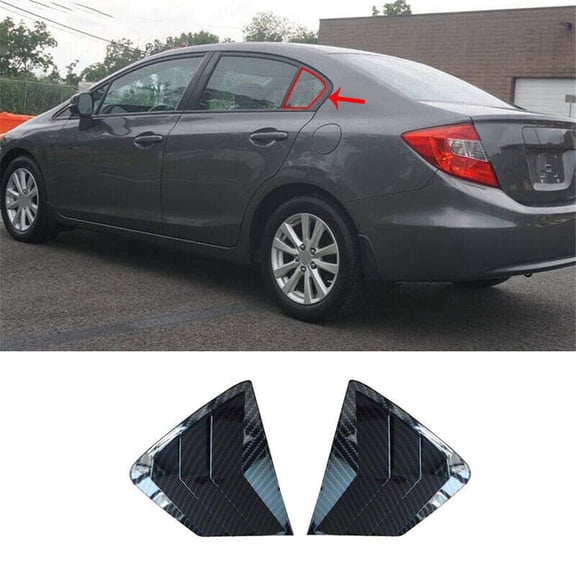 Zyutaosan Carbon Fiber Look Side Quarter Window Vent Louver Shutter Cover For Honda Civic 2012-2015
