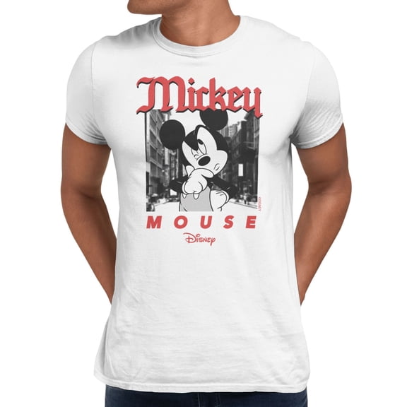 Disney Mickey Mouse Question On The Street Men's T Shirt (White, S-XXXL)