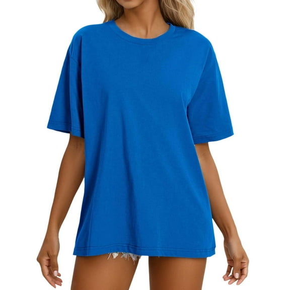 Fgnfyis T Shirts for Women Casual Women's T Shirts Short Sleeve Round Neck Basic Top for Everyday Wear for Spring and Summer Womens Tops Blue S