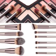 10 Pcs Make Up Brush Premium Synthetic Makeup Brushes Set Professional Face Powder Eye Makeup Brushes Blending Makeup Brush Set with Makeup Bag Graduation Gift (Champagne) (10set+1)