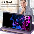 thumbnail image 6 of SaniMore for Google Pixel 7A Case with Card Slot, for Samsung Z Fold 5 [Zipper Pocket] Line Stitching Wallet Stand PU Leather Folio Flip Kickstand + Hand Strap Protective Shell, Purple, 6 of 8