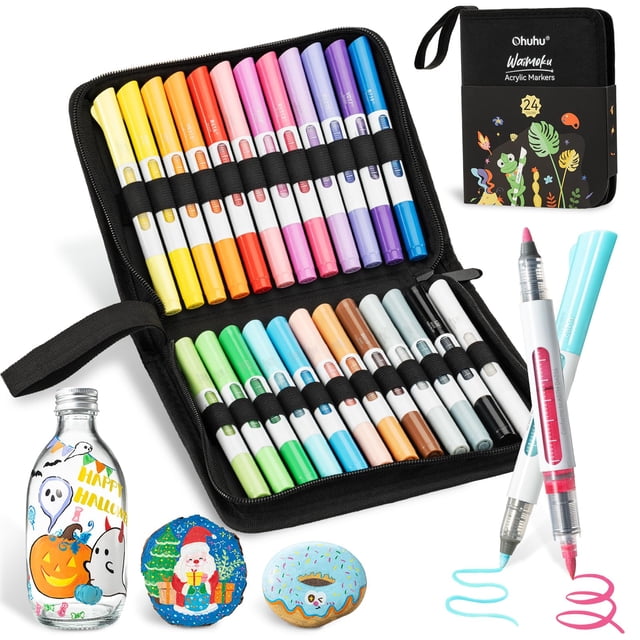Marcadores de Pintura Acrílica Ohuhu Waimoku 24 Colores Punta Doble
