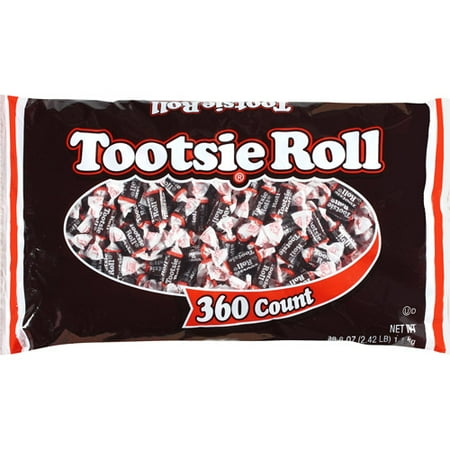 Tootsie Roll, Chocolatey Chewy Candy, 38.8 oz., 360 Count. Peanut Free, Gluten Free. Contains Milk and Soy.