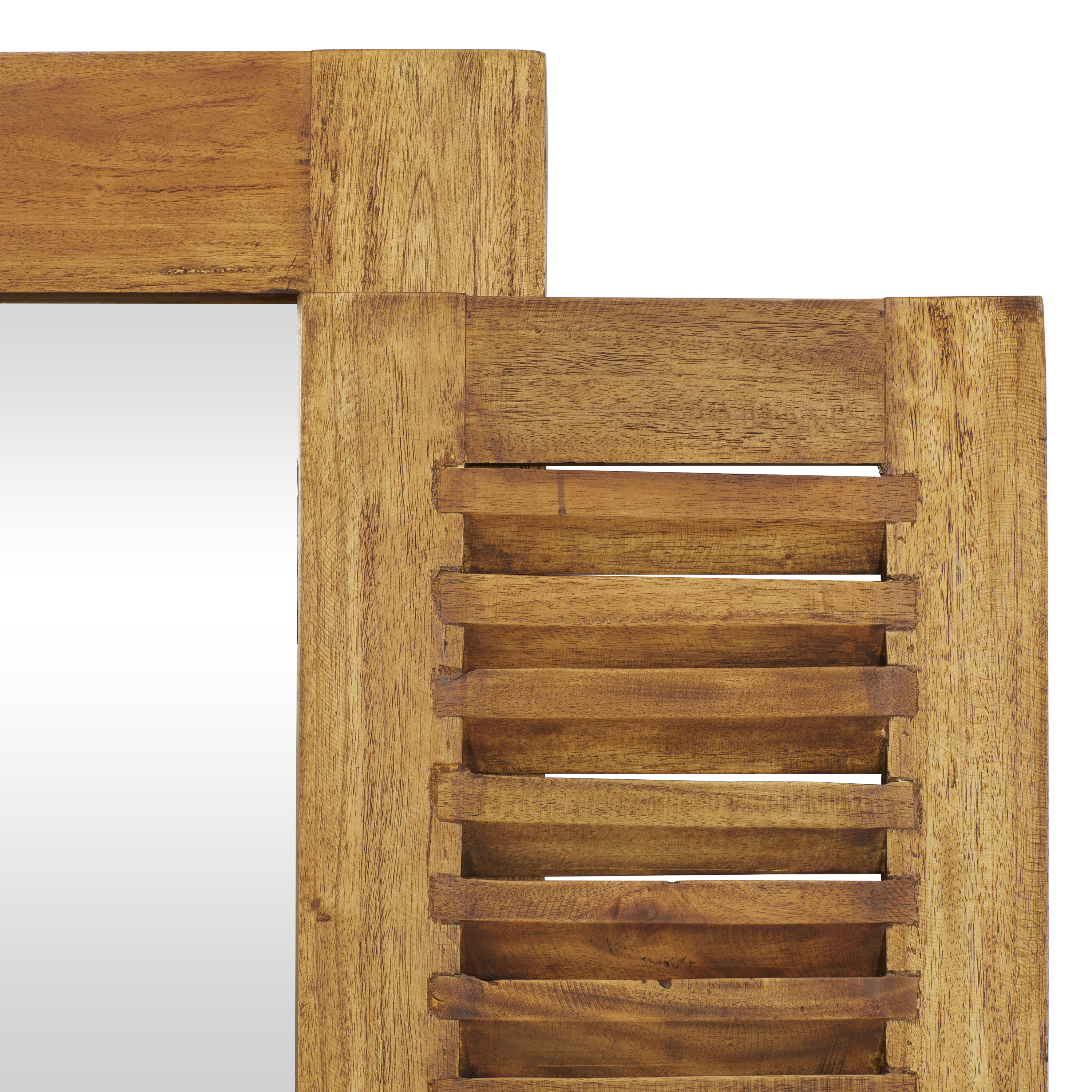 DecMode 31"W, 35"H Rectangle Wall Mirror, Brown