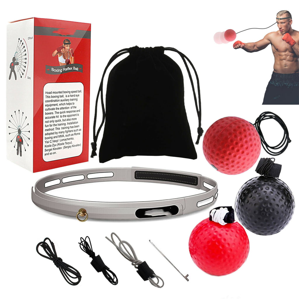 Head Mounted Hand Eye Training Set Boxing Reflex Force Speed Punching Ball Bag 