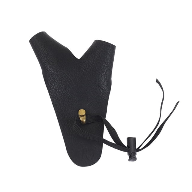 Sonducket Brazalete de 2 dedos, flecha, arco, pulgares de tiro, guantelete ajustable, guante protector de piel de vaca tradicional, suministros Ciclismo Negro Sonducket OD031725-01