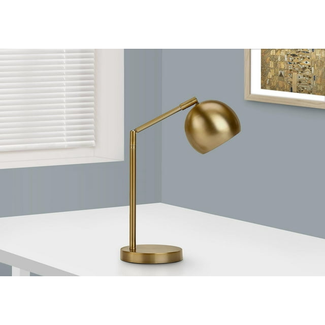 Monarch Specialties Lighting, 19"h, Table Lamp, Gold Metal, Gold Shade, Contemporary