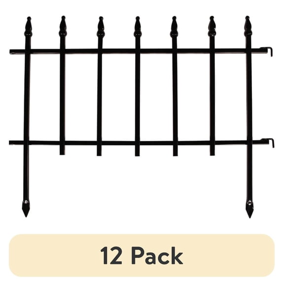 (12 pack) Expert Gardener Empire Black Powder Coated Steel Garden Border 22.5 inches W x 18 inches H