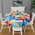 thumbnail image 2 of Colorful Tie Dye Pattern Round Tablecloth 60"x60",Wrinkle Wipeable Table Cloth for Kitchen Dining Room Picnic Patio Party, 2 of 6