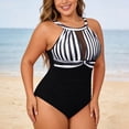 thumbnail image 2 of QHFBli Plus Size Swimsuit Women One Piece Swimsuit Tummy Control High Neck Bathing Suit Ruched Swimwear, 2 of 5