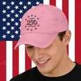 thumbnail image 5 of 250 Anniversary USA Hat Distressed Style, America 250 Hat Vintage Washed Baseball Cap, USA 250th Anniversary Low Profile Design, America 250th Anniversary Hat , Pink, 5 of 7