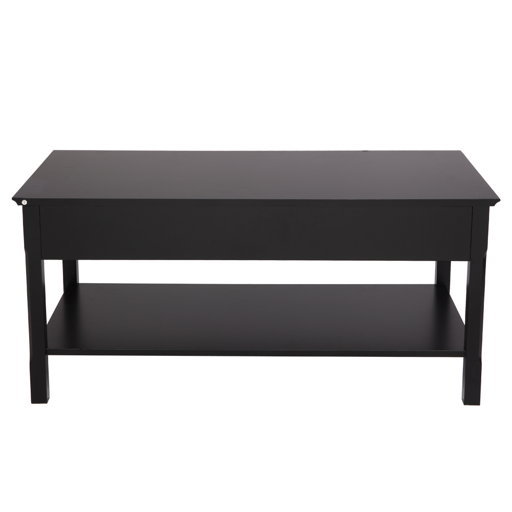 FCH Simple Two Solid Wood Foot End Table Black