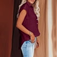 thumbnail image 4 of Blouses for Women Short Sleeve Shirts, Askfv V Neck Solid Color Blouse Button Down Casual Tops, 4 of 4