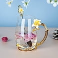 thumbnail image 2 of Longwin Enamel Glass Mug Butterfly Flower Lead-Free Drinking Tea Cup Coffee Mugs with Steel Spoon Set for Women Birthday Valentines Wedding Day Gifts Yellow, 2 of 6
