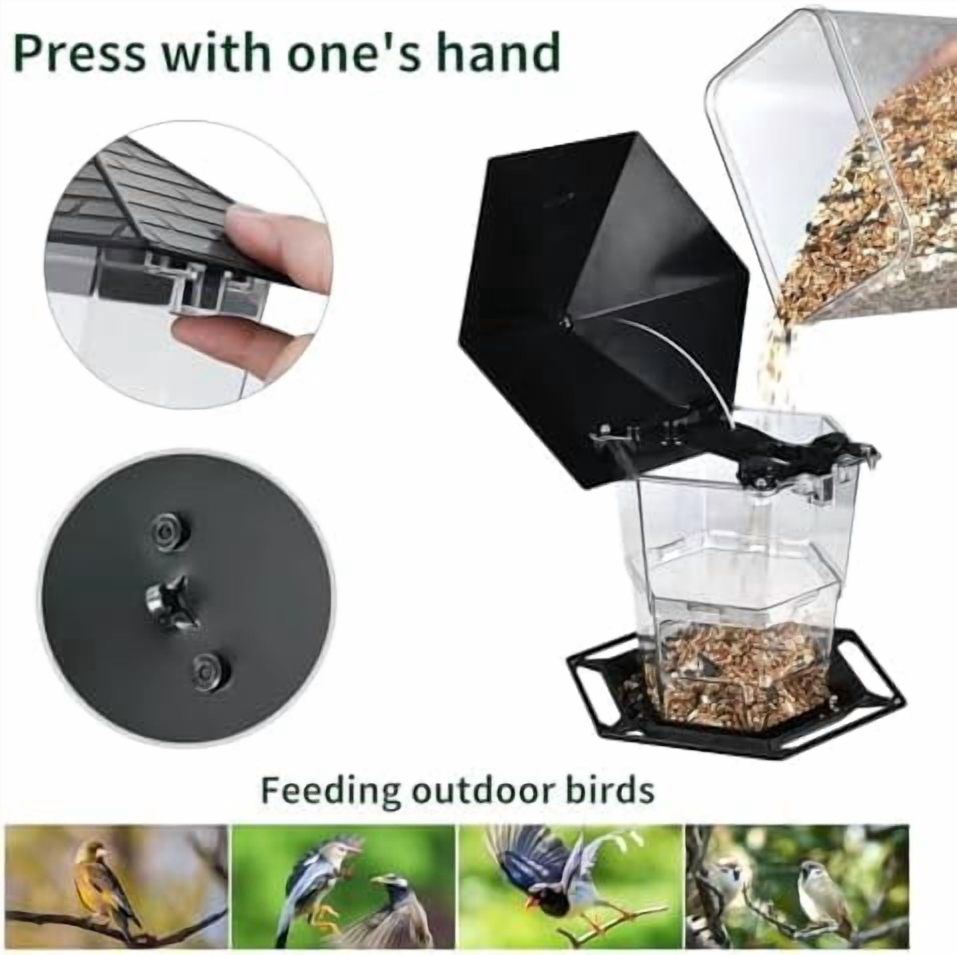 Bird Feeders for Outdoors Hanging Bird Feeder Wild Birds Seed, Black