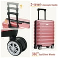 thumbnail image 5 of 3 Piece Hard Shell Luggage Set with 4 360° Spinner Wheels & Retractable Handle, Scratch-Resistant ABS+PC Suitcases in Rose Gold for International Travel, 5 of 9
