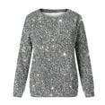 thumbnail image 4 of Aobny Fashion Shirts for Women Sweatshirt Gray Crew Neck Graphic Sparkly Long Sleeve Pullover Tops for Lady Classy, 4 of 4