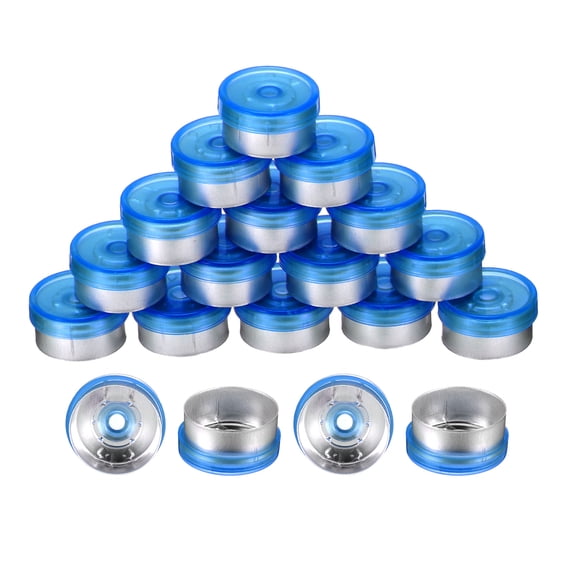 Uxcell 13mm Flip Off Caps 200PCS Seals Burr-Free Flip Off Top Caps for Glass Vial Freeze-Dried Bottles, Blue/Silver