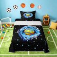 thumbnail image 2 of Manfei Sports Baseball Twin Sheets, Psychedelic Stars Bedding, Black Blue Yellow 3pcs(1 Flat Sheet, 1 Fitted Sheet and 1 Pillowcase), 2 of 6