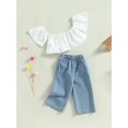 thumbnail image 3 of Coduop Toddler Girl Pants Suit,Short Sleeve Cropped Shirt and Long Jeans 2Pcs Outfit Set, 3 of 9