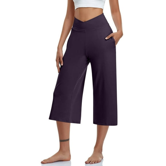 Simua Summer Wide Leg Capris for Women Loose Fit Straight Pants