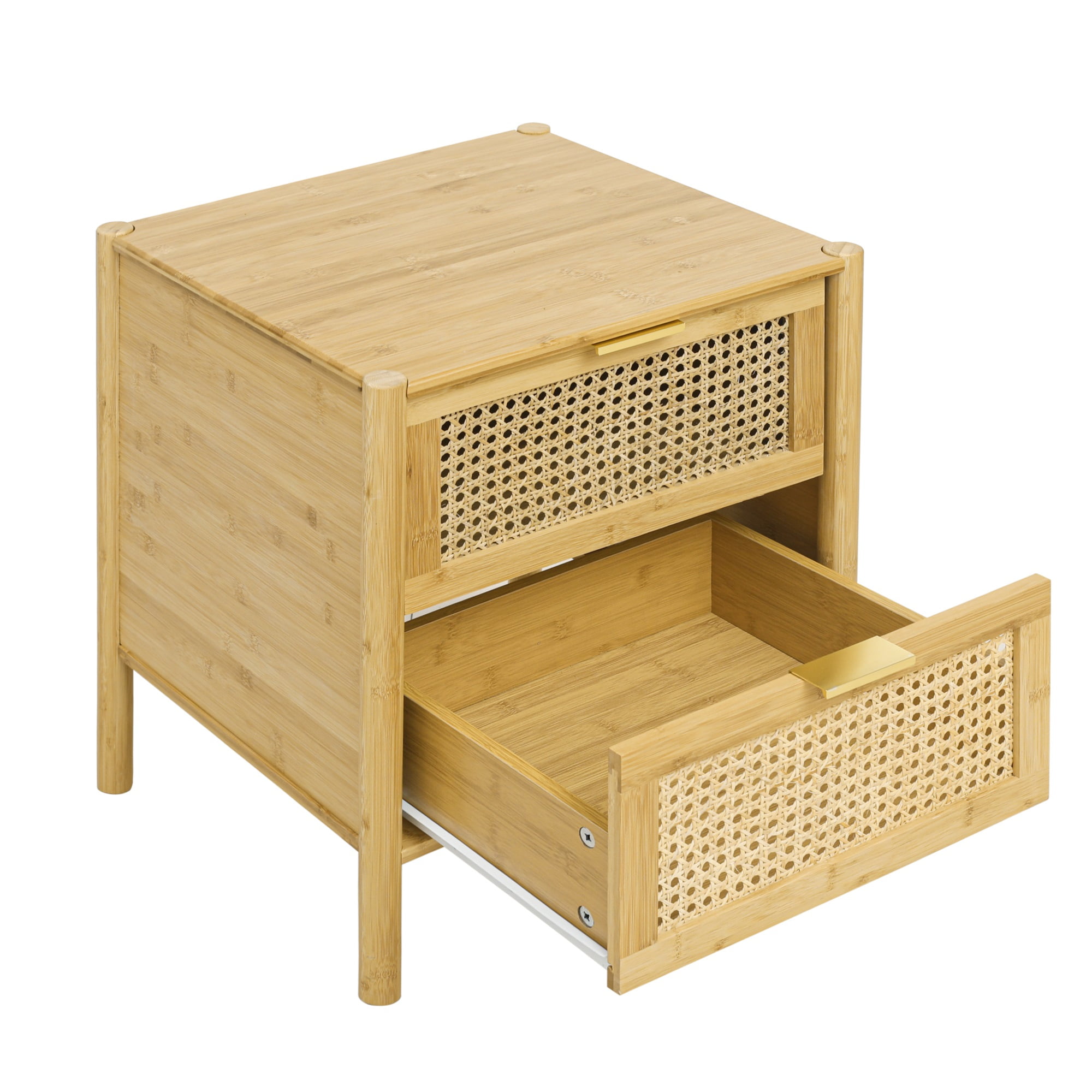 Resenkos Rattan Drawer Bamboo Nightstand for Bedroom Nursery, Accent Bedside Table in Natural Oak Finish Resenkos Rattan Drawer Bamboo Nightstand for Bedroom Nursery, Accent Bedside Table in Natural Oak Finish