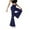 Navy#2b, variant on Women Workout Mini Flare Leggings with Pockets Hidden Scrunch Cargo Gym Casual Denim-Look Yoga Pants
