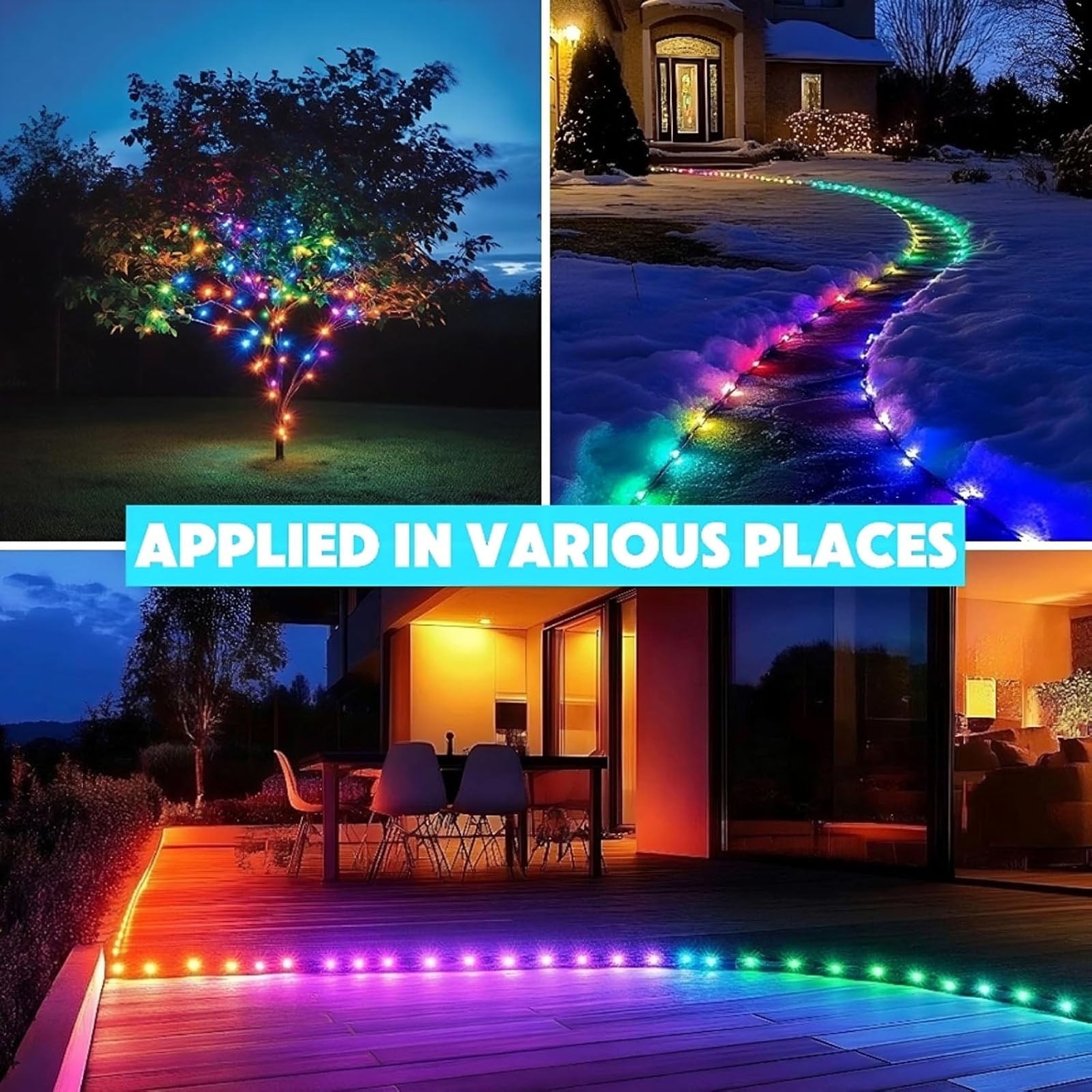 300FT Permanent Outdoor Lights, IP67 Waterproof RGB LED Eaves Lights with Smart App and Remote Control, 150 LEDs Outdoor Strip Lights Color-Changing Mode for Christmas/Party/Daily Decoration