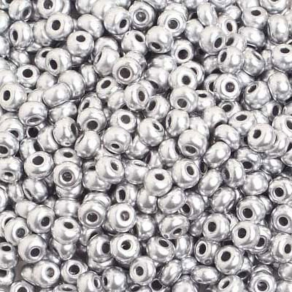 John Bead Czech Glass Seed Beads 6/0 (500g) Metallic Matte Silver Bead