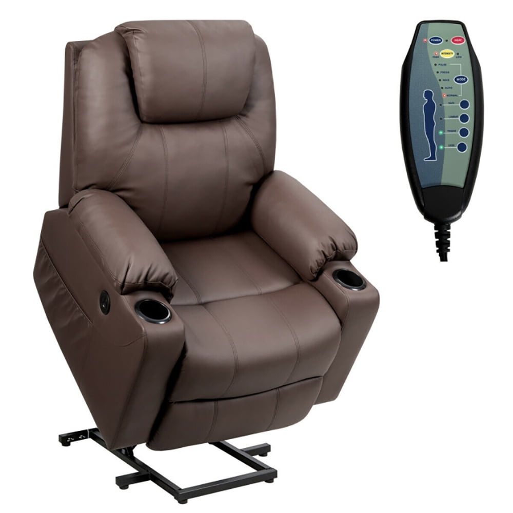 Finihen Massage Recliner Sofa, Electric Recliner Chair, Electric Power Lift Leather Massage Sofa, for Living Room, Bedroom, Brown Finihen Massage Recliner Sofa, Electric Recliner Chair, Electric Power Lift Leather Massage Sofa, for Living Room, Bedroom, Brown