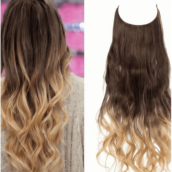 suxuMhao Wig, Synthetic Lace Front Wig Curly Wig with Natural Looking , 22 Inches Dark Brown TO Blonde Lace Wigs Synthetic Wigs Seamless One-Piece Glue-Free Easy Wear Wig, 1 Piece. Style 15