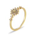 thumbnail image 2 of Anillo de diamantes con copos de nieve chapado en oro de 14 quilates para mujer, elegante y encantador, joyería europea y americana, 2 of 6