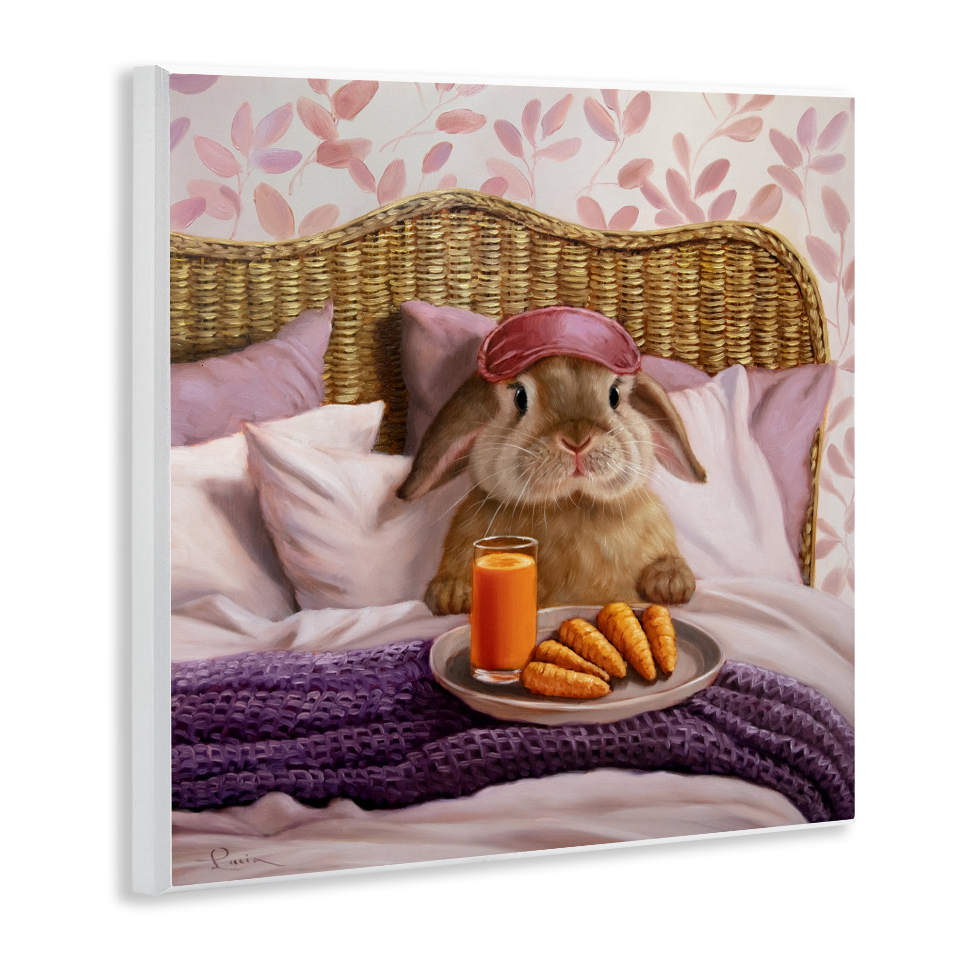 Stupell Industries Hoppy Meal Bunny in Bed Wall Plaque Art, design by Lucia Heffernan