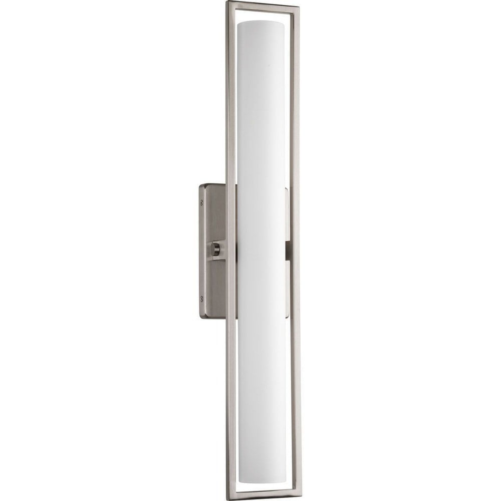 Progress Lighting Frame Collection, 1-Light Bath Vanity Fixture, Brushed Nickel, Circular Etched Opal Glass Shade