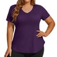thumbnail image 2 of Unir Women's Breathable Cotton-Feel Athletic T-Shirt, Loose Fit V-Neck Short Sleeve Workout Top, 1 Piece, S-XXL Plus Size Friendly, 2 of 4