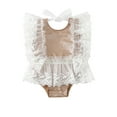 thumbnail image 1 of Seyurigaoka Baby Girls Summer Cute Romper, Sleeveless Round Neck Tie Knot Lace Patchwork Bodysuit, 1 of 9