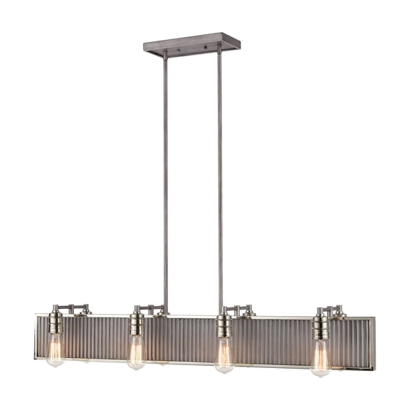 Elk Home 43-Inch Wide Corrugated Steel Chandelier, Weathered Zinc
