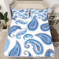 thumbnail image 2 of Manfei Vinatge Paisley Twin Sheet Sets,Boho bohemian Twin Fitted Sheet,Blue White Flat Sheet For Kids,Luxury Bedroom Decor,3pcs, 2 of 7