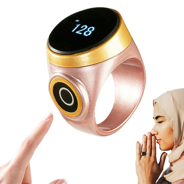 yeacher Stylish Rose Gold Touch-Sensitive Counting Ring with OLED Display, Waterproof Design, and Adjustable Silicone Band for Comfortable Wear