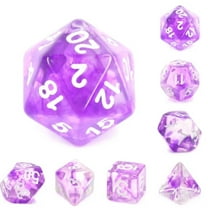 Galactic Dice Premium Dice Sets - Nebula Purple (Purple, Clear, & White) Acrylic Set of 7 Dice
