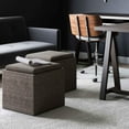 thumbnail image 3 of Rockwood 17 inch Wide Cube Storage Ottoman with Tray in Mink Brown Tweed Look Fabric, 3 of 9