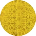 thumbnail image 1 of Ahgly Company Indoor Round Oriental Yellow Traditional Area Rugs, 8' Round, 1 of 4